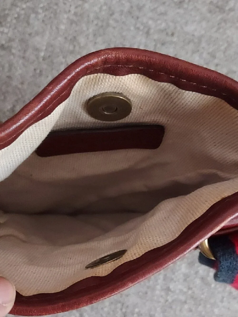 Michael Kors Brown Signature MK Crossbody with Red-Blue Stripe Strap